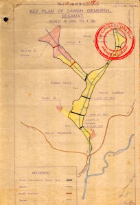 Peta oleh: Arkib Negara | Peta sawah padi di Gemereh, Segamat pada tahun 1940